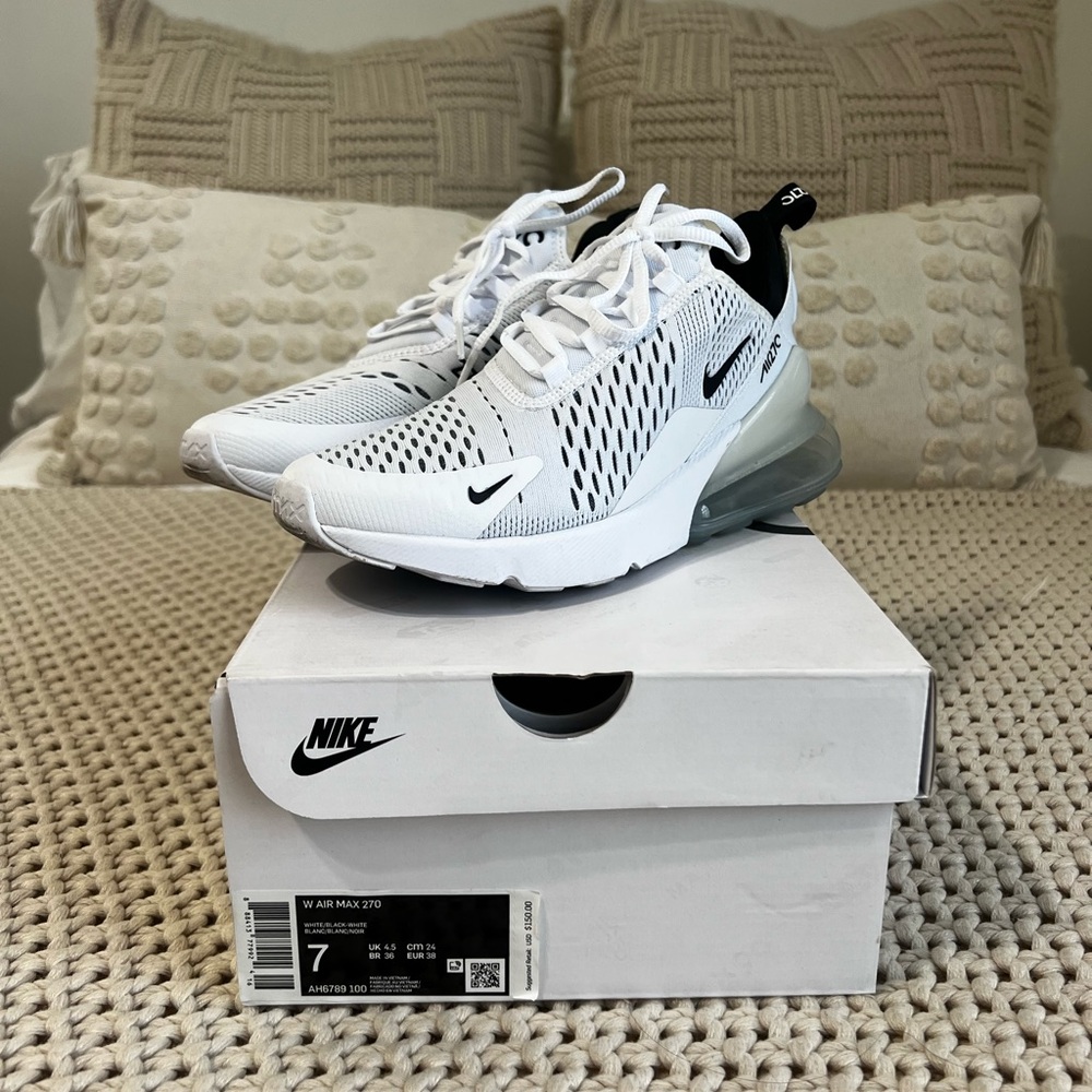 Nike Air Max 270 White and Black Sneakers